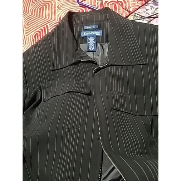 Evan-Picone Jacket Sz 18 Black Pinstripe Full Zip Stretch Career Blazer - Picture 8 of 8